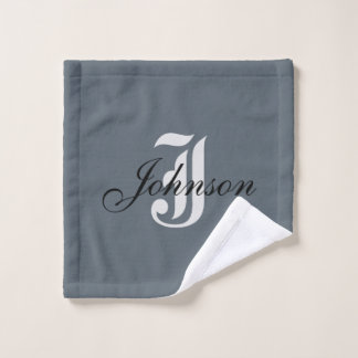 Gepersonaliseerd grijs wit elegant monogram washandje