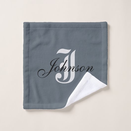 Gepersonaliseerd grijs wit elegant monogram washandje (Wasdoekje)