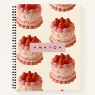 Gepersonaliseerd grillig aardbeien taartpatroon notitieboek