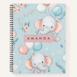 Gepersonaliseerd grillig Baby olifantenpatroon Notitieboek
