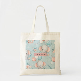 Gepersonaliseerd grillig Baby olifantenpatroon Tote Bag