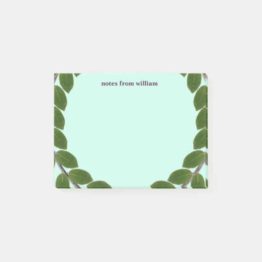 Gepersonaliseerd groen blad post-it® notes (Voorkant)