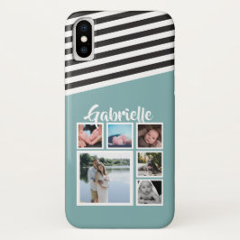 Gepersonaliseerd groen Blauwgroen tapepatroon zwar iPhone 13 Hoesje