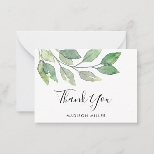 Gepersonaliseerd groen Dank u Notitiekaartje (Voorkant)