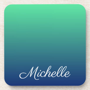 Gepersonaliseerd groen en blauw ombre bier onderzetter