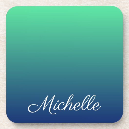 Gepersonaliseerd groen en blauw ombre bier onderzetter (Voorkant)