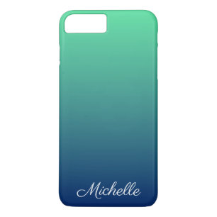 Gepersonaliseerd groen en blauw ombre 	iPhone 8 plus / 7 plus hoesje