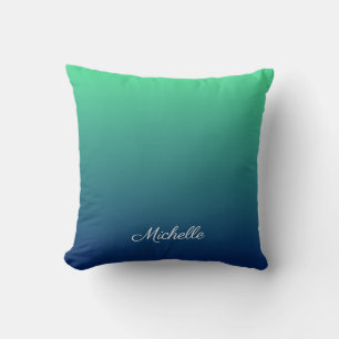 Gepersonaliseerd groen en blauw ombre kussen