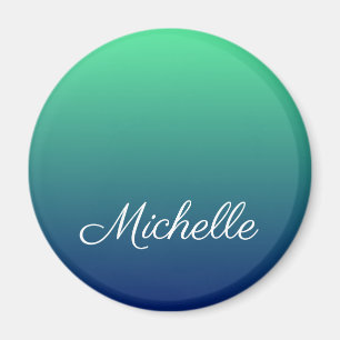Gepersonaliseerd groen en blauw ombre magneet