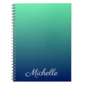 Gepersonaliseerd groen en blauw ombre notitieboek (Voorkant)