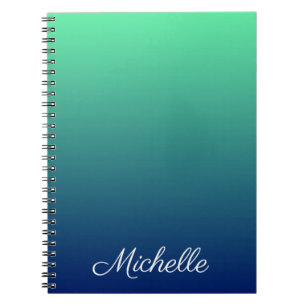 Gepersonaliseerd groen en blauw ombre notitieboek