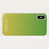 Gepersonaliseerd groen en geel ombre Case-Mate iPhone case (Achterkant (horizontaal))