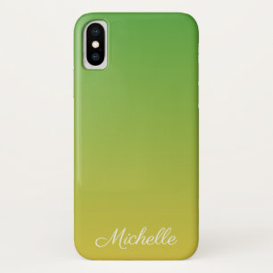 Gepersonaliseerd groen en geel ombre iPhone x hoesje