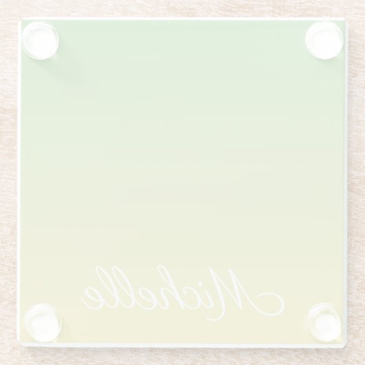 Gepersonaliseerd groen en geel ombre glazen onderzetter (Achterkant)