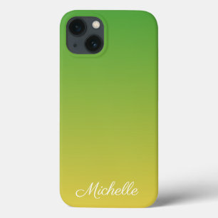 Gepersonaliseerd groen en geel ombre Hoesje-Mate i iPhone 13 Hoesje