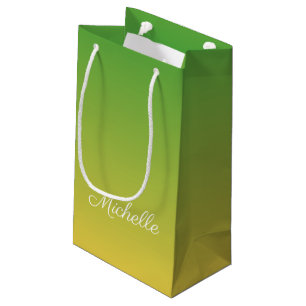 Gepersonaliseerd groen en geel ombre klein cadeauzakje