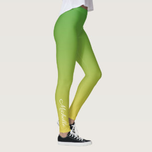 Gepersonaliseerd groen en geel ombre leggings