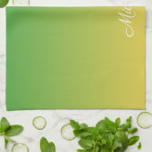 Gepersonaliseerd groen en geel ombre theedoek (Gevouwen)
