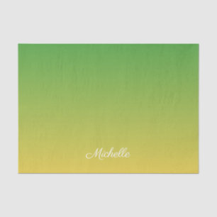 Gepersonaliseerd groen en geel ombre tissuepapier