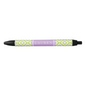 Gepersonaliseerd groen en lavender Diamonds patroo Zwarte Inkt Pen (Voorkant)
