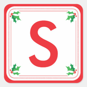 Gepersonaliseerd groen en rood heilig Kerst sticke Vierkante Sticker