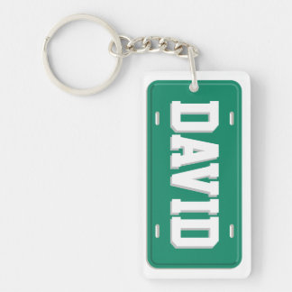 Gepersonaliseerd Groen en Wit Bord van de Vergunni Sleutelhanger