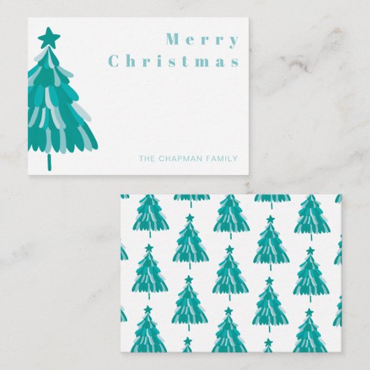 Gepersonaliseerd groen kerstboombos notitiekaartje (Voorkant / Achterkant)