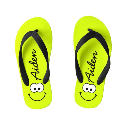 Gepersonaliseerd groen kinder teenslippers (Voetbed)