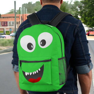 Gepersonaliseerd groen monster plezier bedrukte rugzak