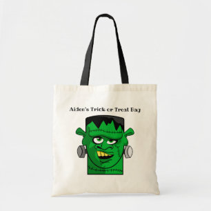 Gepersonaliseerd groen monster tote bag