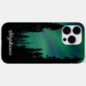 Gepersonaliseerd groen noordelijk licht bos Case-Mate iPhone case (Achterkant (horizontaal))