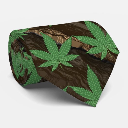 Gepersonaliseerd groen onkruid op de achtergrond v stropdas (Opgerold)