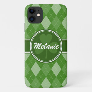 Gepersonaliseerd Groen patroon met klaver iPhone 11 Hoesje