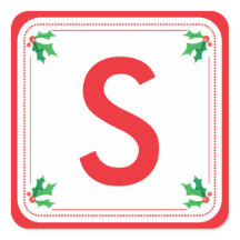 Gepersonaliseerd groen & rood holly Kerst sticker