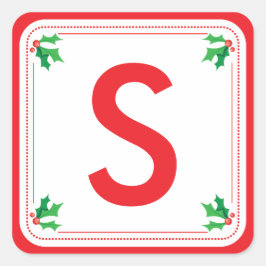 Gepersonaliseerd groen & rood holly Kerst sticker