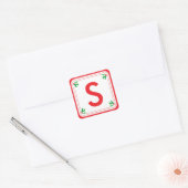 Gepersonaliseerd groen & rood holly Kerst sticker (Envelop)