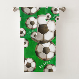 Gepersonaliseerd Groen Voetveld Voetbal VOETBALL Bad Handdoek