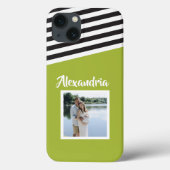 Gepersonaliseerd groen zwart bandpatroon Case-Mate iPhone case (Achterkant)