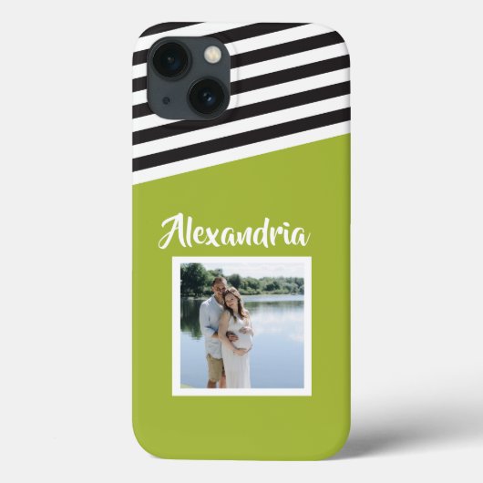 Gepersonaliseerd groen zwart bandpatroon Case-Mate iPhone case (Achterkant)