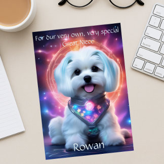 Gepersonaliseerd Groot Nichtje met Dog Verjaardags Aankondiging