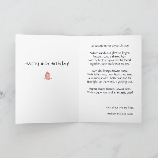 Gepersonaliseerd Groot Nichtje met Dog Verjaardags Aankondiging (Binnen)