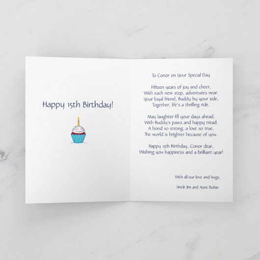 Gepersonaliseerd Grote Neef met Hond Verjaardagsge Aankondiging (Binnen)