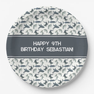 Gepersonaliseerd haaienpapier Bord   Waterverf haa