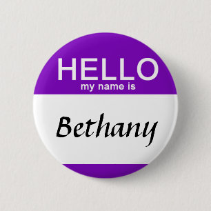Gepersonaliseerd Hallo mijn naam is Paars de douan Ronde Button 5,7 Cm