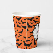 Gepersonaliseerd Halloween Oranje Black Bat Papieren Bekers (Rechts)