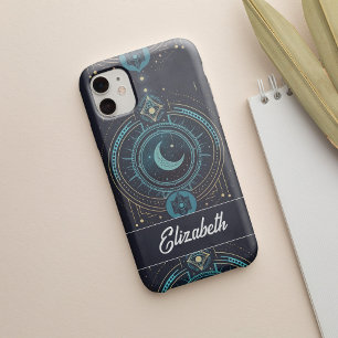 Gepersonaliseerd halve maan en sterretjes iPhone 12 hoesje