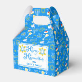 Gepersonaliseerd Hanukkah Pattern Bedankdoosjes (Achterkant)