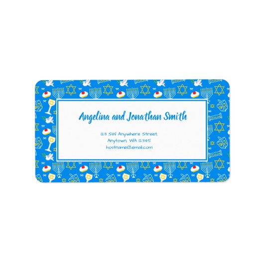 Gepersonaliseerd Hanukkah Pattern Etiket (Voorkant)