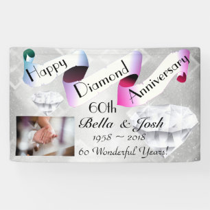 Gepersonaliseerd Happy 60th Wedding Jubileum Spandoek