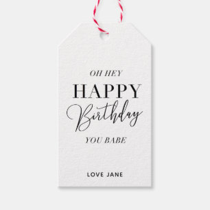 Gepersonaliseerd "Happy Birthday, You Babe" label  Cadeaulabel